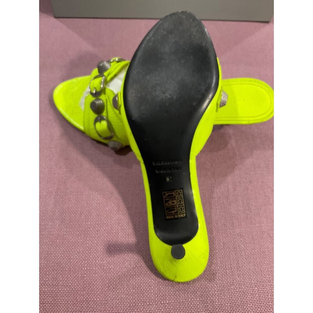 BALENCIAGA Cagole Mules in Fluo Yellow & Palladium 37 with box Womens low Heels - Picture 8 of 16